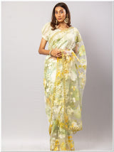 Lemon Hand Emboidered Saree with Piece.