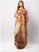 Brown Color Tassar Saree With Blouse Piece