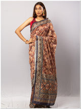 Brown Color Tassar Saree With Blouse Piece