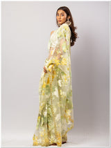 Lemon Hand Emboidered Saree with Piece.