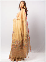 Golden Color Tassar Saree With Blouse Piece.