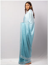 Sky Blue Color Santoon Saree With Blouse Piece.