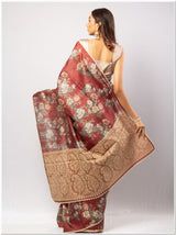 Maroon Color Tassar Saree With Blouse Piece.