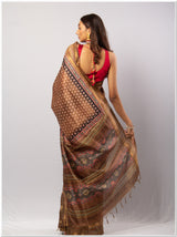 Brown Color Tassar Saree With Blouse Piece