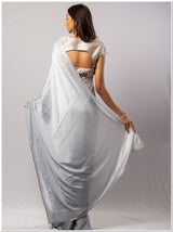 Grey Santoon Saree with Blouse Piece.