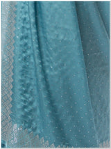 Sky Blue Color Santoon Saree With Blouse Piece.