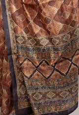 Brown Color Tassar Saree With Blouse Piece
