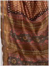 Brown Color Tassar Saree With Blouse Piece