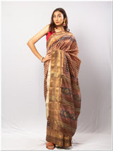 Brown Color Tassar Saree With Blouse Piece