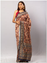 Brown Color Tassar Saree With Blouse Piece