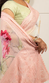 Pink Color Tissue Saree With Blouse Piece.