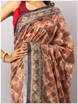 Brown Color Tassar Saree With Blouse Piece