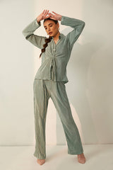 Sage COORD satin pleat
