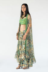 Halter Cape Bralet in Green Colour sasyafashion