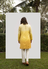 YELLOW OMBRE KURTA SET WITH MIRROR DUPATTA sasyafashion
