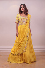 Designer Yellow colour Hand Embroidered Gown sasyafashion