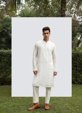 IVORY KURTA WITH HOT PINK MOTIF KURTA SET sasyafashion