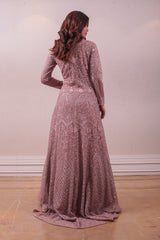 Designer Peach Embellished Gown sasyafashion