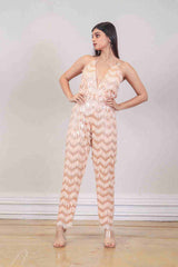 Designer Peach colour jumpsuit sasyafashion
