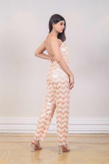 Designer Peach colour jumpsuit sasyafashion