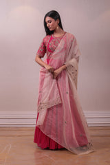 Designer Red Chiffon Dress With Organza Dupatta sasyafashion