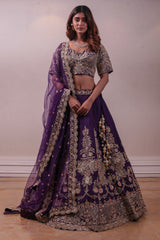 Designer Fuchsia Purple Embroidered Lehenga sasyafashion