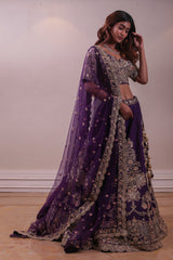 Designer Fuchsia Purple Embroidered Lehenga sasyafashion