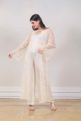 Designer Off white colour jumpsuit sasyafashion