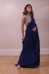 Designer Ultramarine Blue Drape Saree sasyafashion