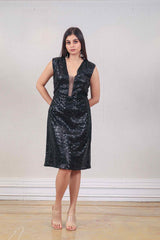 Designer Black colour Dress sasyafashion