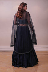 Designer Georgette Embodied Purssian Blue Lehenga sasyafashion