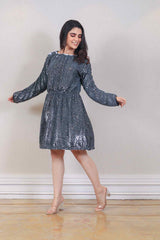 Designer Charcoal gray colour Dress sasyafashion