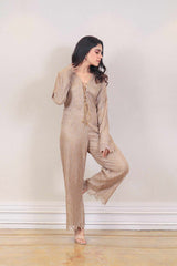 Designer Golden colour jumpsuit sasyafashion