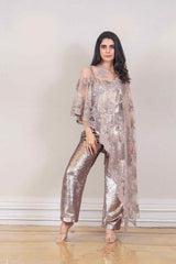 Designer Golden colour jumpsuit sasyafashion