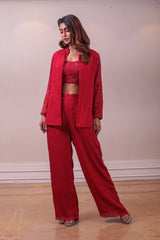Designer Red Pantsuit set with tank top sasyafashion