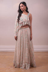 Designer White Floral Chiffon Co-Ords sasyafashion