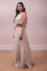 Designer White Floral Chiffon Co-Ords sasyafashion