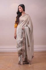 Designer Beige Dola Silk saree sasyafashion