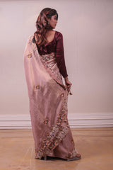 Designer Light Mauv Silk Embedded Saree sasyafashion