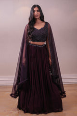 Designer Maroon Chiffon Lehenga Net Dupatta sasyafashion