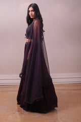 Designer Maroon Chiffon Lehenga Net Dupatta sasyafashion