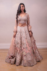 Designer Peach Raw Silk Kardana Work Lehenga sasyafashion