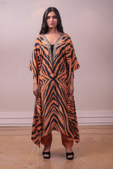 Designer Orange Black Crepe Kaftan Pant sasyafashion