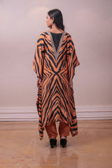 Designer Orange Black Crepe Kaftan Pant sasyafashion