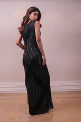 Designer Black Mesmerising Gown sasyafashion