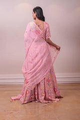 Designer Pink Raw Silk Lehenga Organza Dupatta sasyafashion