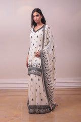 Designer White Black Georgette Embodied Sharara Set sasyafashion