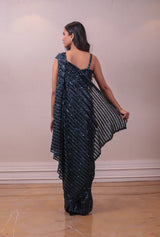 Designer Blackish Blue Net Embodied Saree sasyafashion