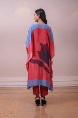 Designer Blue Orange Maroon Satin Kaftan Pant Set sasyafashion