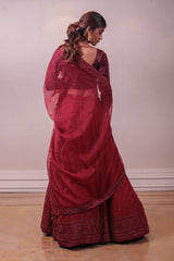Designer Red Net Embedded Lehenga sasyafashion